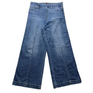 Spanx Wide Leg Jeans Womens 1X Blue Medium Wash High Rise Denim 27 Inseam